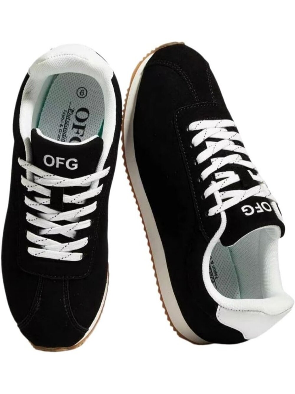 Women's Black Comfortable Low Top Classic Retro Running Lightweight Sneakers